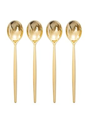 90 Pcs Gold Plastic Spoons – Heavy Duty Disposable Silverware